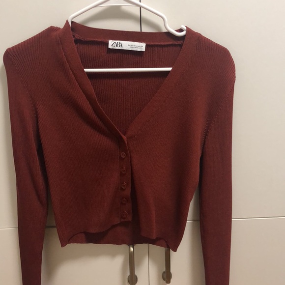 Zara Maple Red Cropped Cardigan - Picture 2 of 3